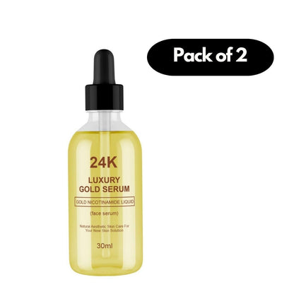 24K Luxury Gold Face Serum (Pack of 2) – Brightening & Anti-Aging Skin Serum with Gold Nicotinamide | Hydrating & Glowing Face Serum for All Skin Types (30ml Each