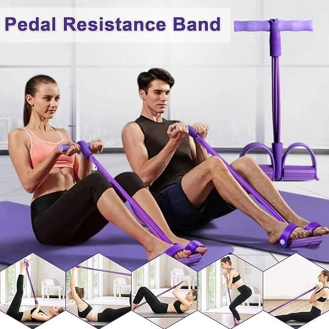 Yoga Pedal Puller Resistance Band – Multifunctional Fitness Equipment for Home Workout, Body Toning, and Weight Loss | Elastic Sit-Up Exercise Rope for Men & Women