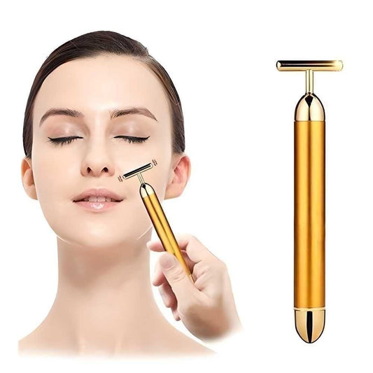 Electric Face Massage Roller – 24K Golden Vibrating Beauty Bar for Face Lifting, Skin Tightening & Anti-Aging | Portable Facial Massager for Women & Men