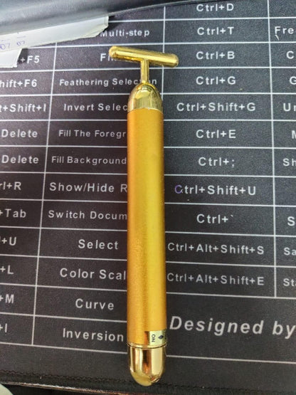 Electric Face Massage Roller – 24K Golden Vibrating Beauty Bar for Face Lifting, Skin Tightening & Anti-Aging | Portable Facial Massager for Women & Men