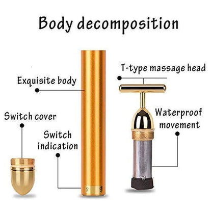Electric Face Massage Roller – 24K Golden Vibrating Beauty Bar for Face Lifting, Skin Tightening & Anti-Aging | Portable Facial Massager for Women & Men